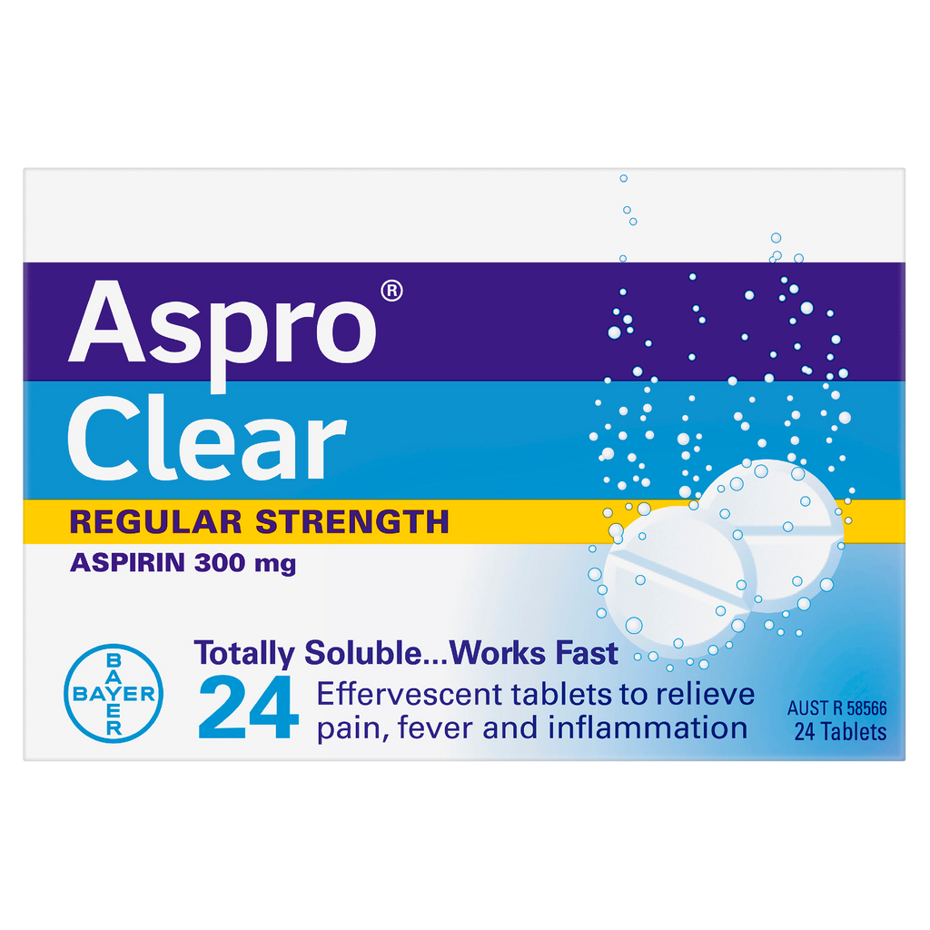 Aspro Clear Pain Relief Aspirin 24 Soluble Effervescent Tablets