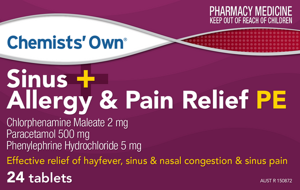 Chemists' Own Sinus + Allergy & Pain Relief PE 24 Tablets