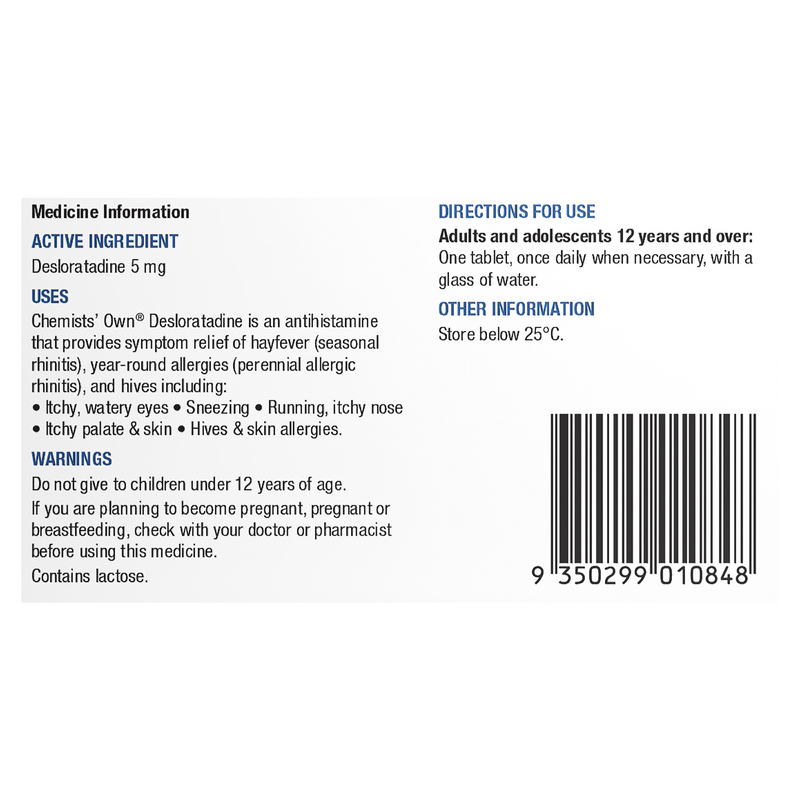 Chemists' Own Desloratadine Tablets 20